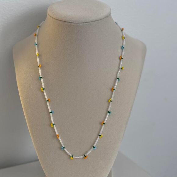 Other Jewelry - White Beaded Necklace Multi Color Handmade Unique Jewelry Gift Artisan Necklace